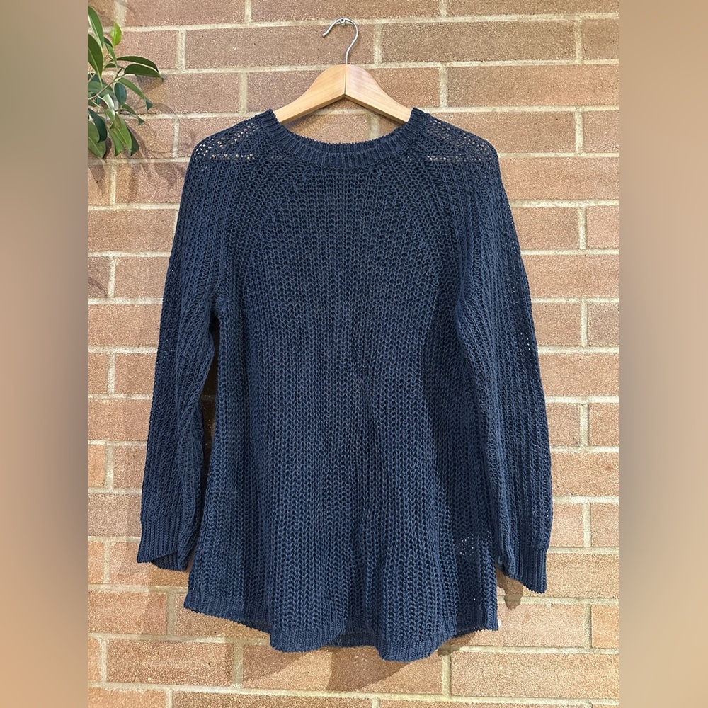 J. Crew navy linen fisherman sweater